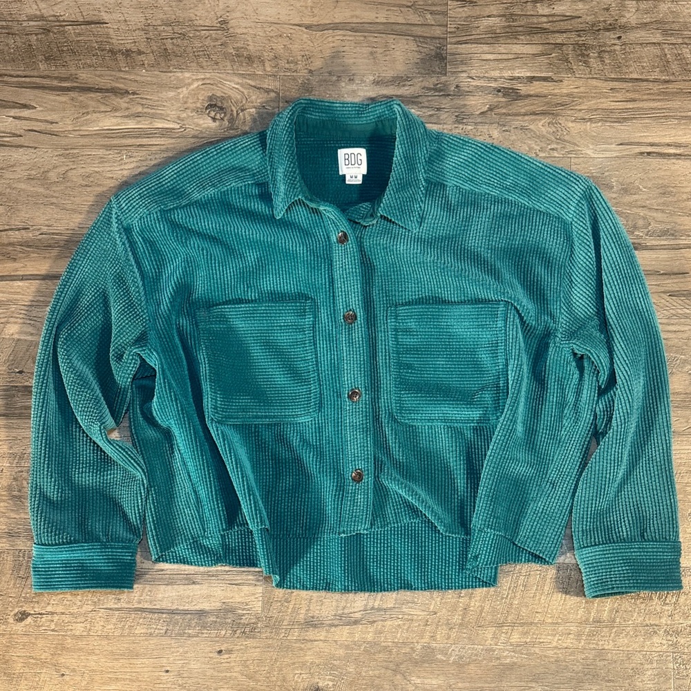 BDG Turquoise Corduroy Button-Up Shirt - Size M